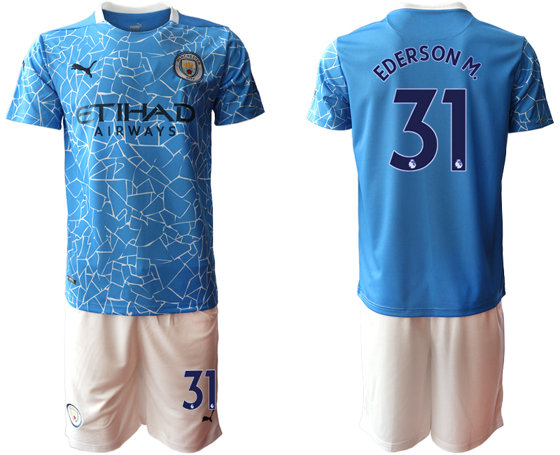 Men 2020-2021 club Manchester City home #31 blue Soccer Jerseys